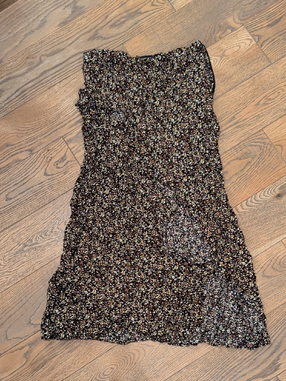 Banana Republic Black Skirt with Brown and Cream Floral Print